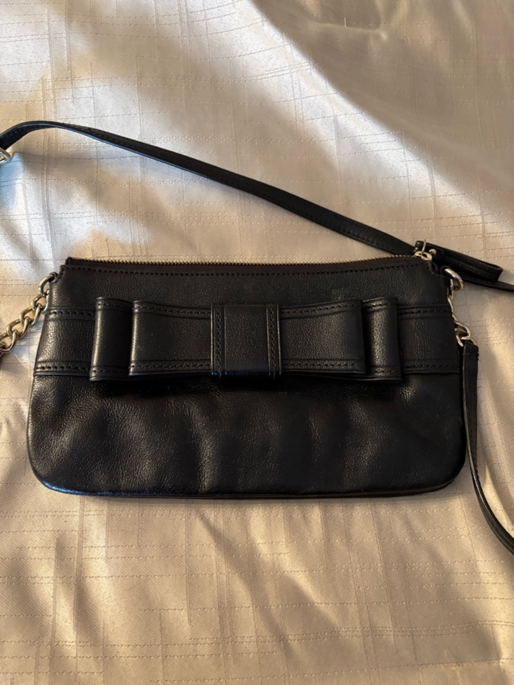Kate Spade black  leather bow crossbody handbag